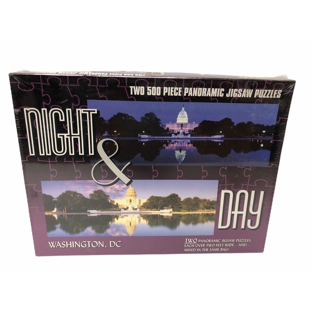 TDC Games Night & Day Jigsaw Puzzle Washington DC 1000pc Panoramic Purple Sealed